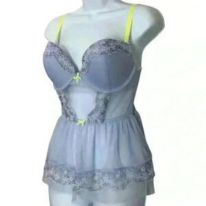 Victoria's Secret Pastel Fairy Babydoll Teddy Camisole with Floral Embroidery